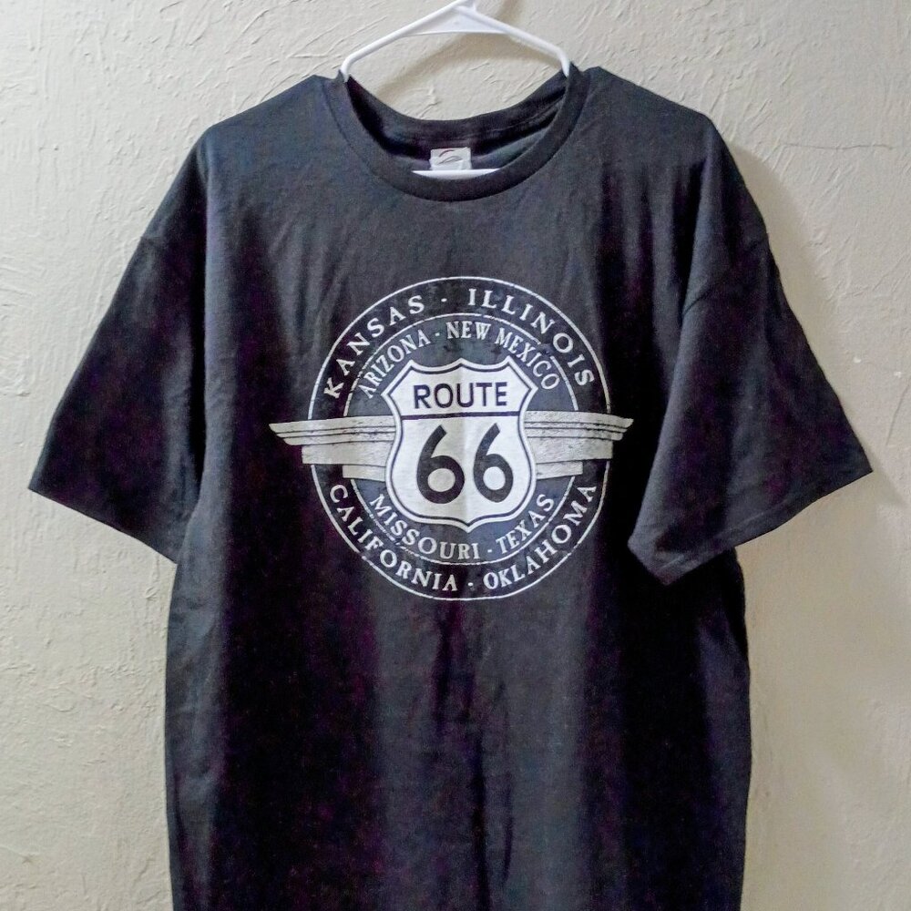 #1162 Route 66  America's States Highway ​​Grey T Shirt Men XL (NWT)